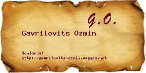 Gavrilovits Ozmin névjegykártya